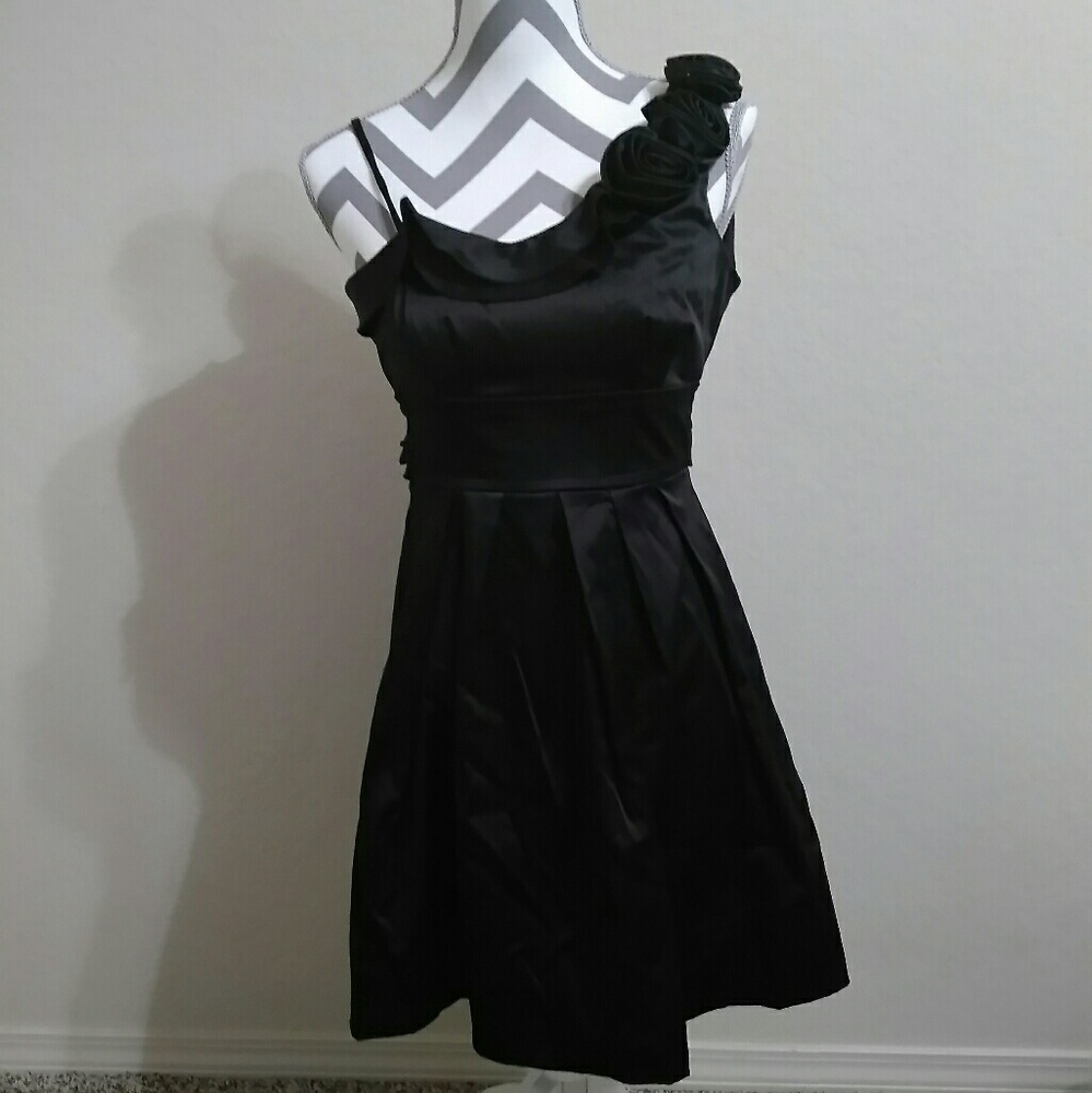 Little Black Black Dress - Rosettes,  Bow,  OTS